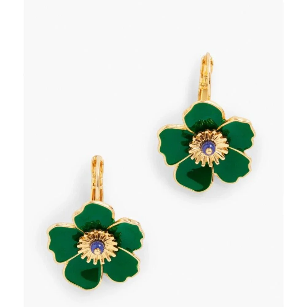 Talbots Green Fall Floral Drop Earrings